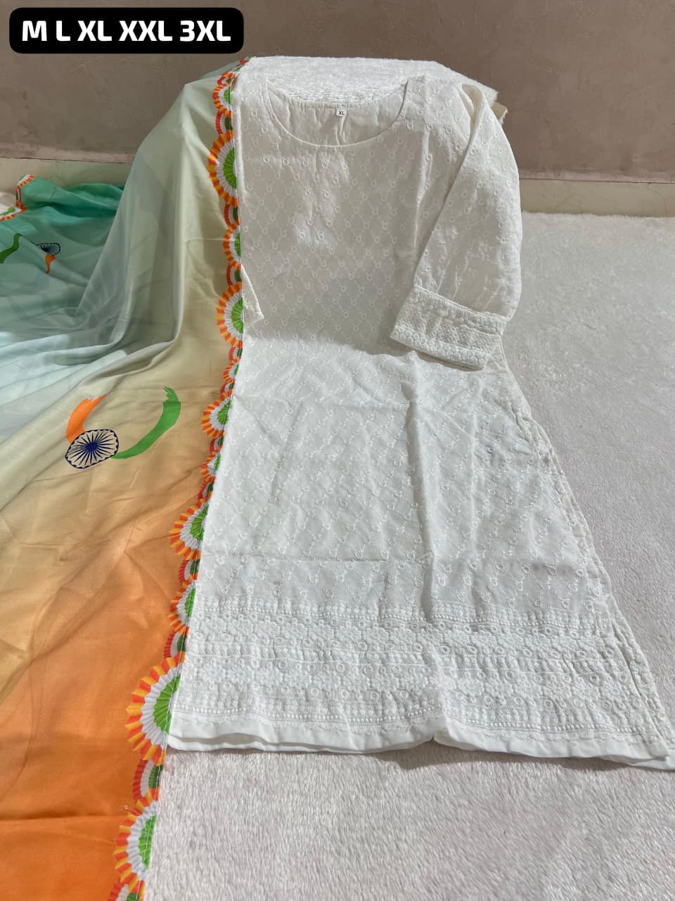 Tiranga Cotton Kurti Dupatta