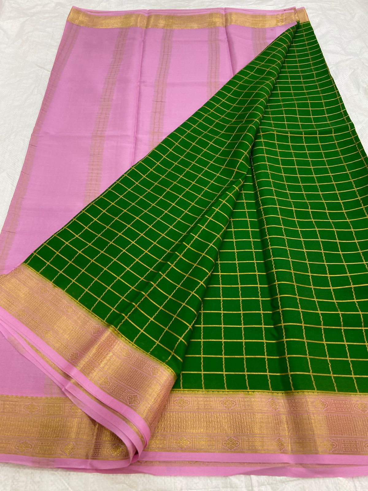 Checked Pure Mysore Silk Sarees