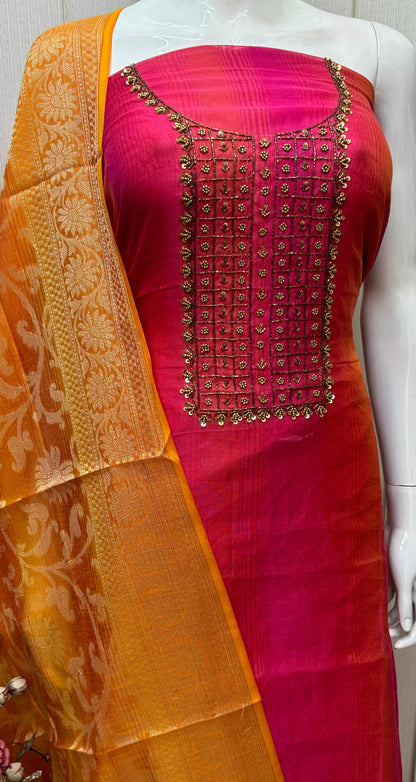 Raw Silk Embroidery Dress materials