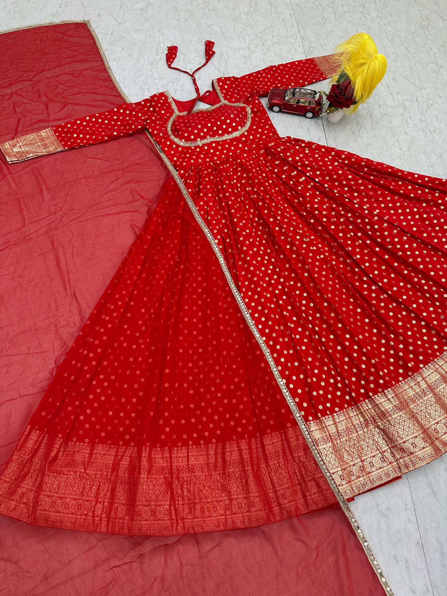 Georgette Silk Gown With Dupatta