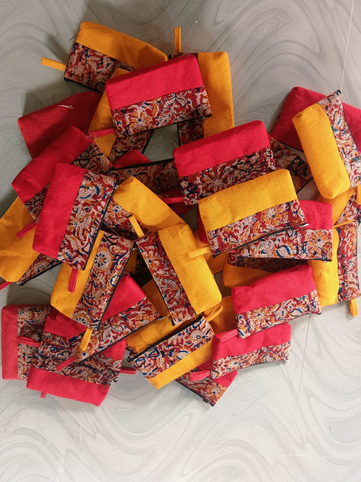 Trendy Jute Kalamkari Purses set of 10