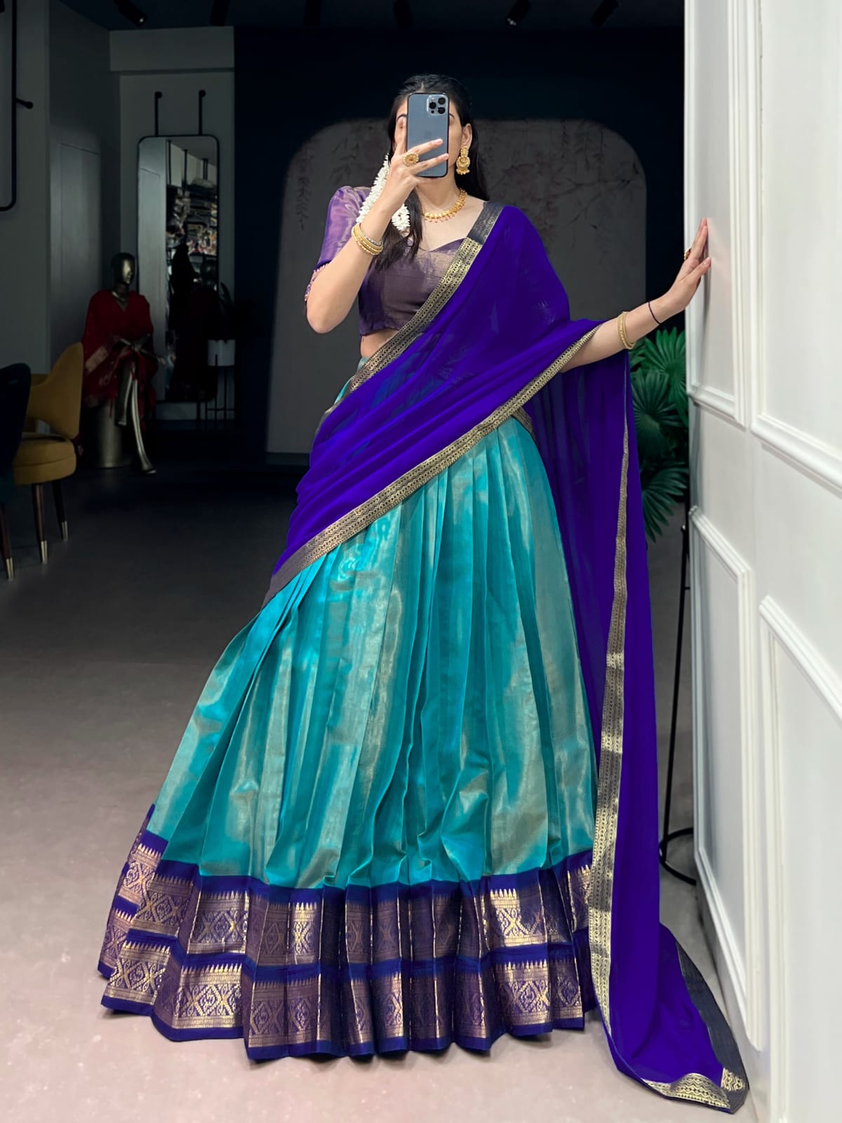 Kanjivaram Silk Lehenga Set with Georgotte dupatta