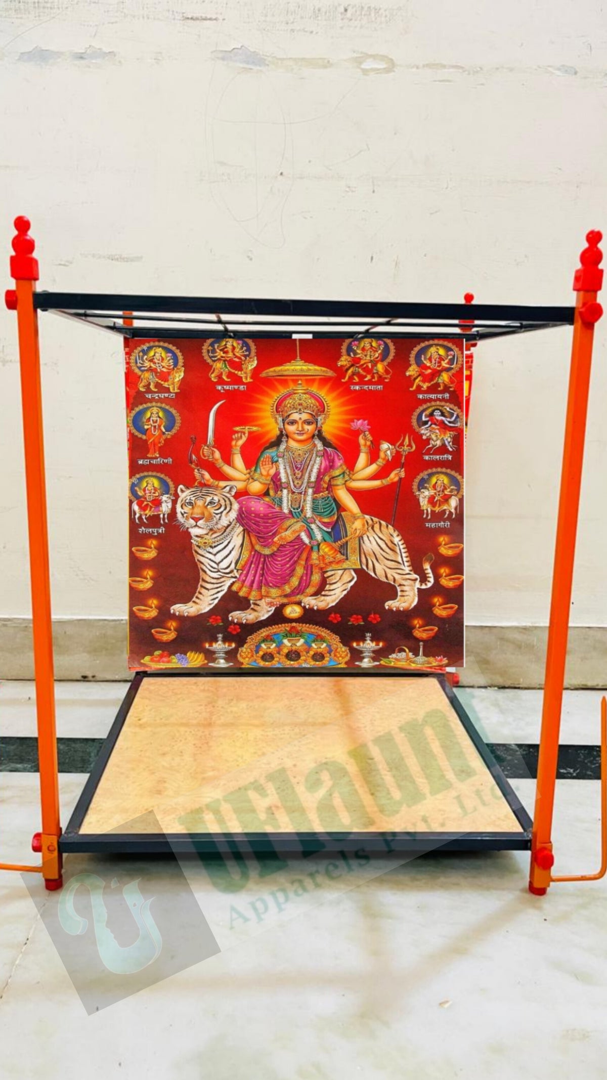 Detachable Pooja Mandapam with 5 Interchangeable Festival Backdrops – Stainless Steel & Mild Steel