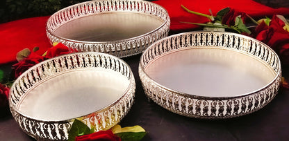 German Silver Pearl Tray With Leg