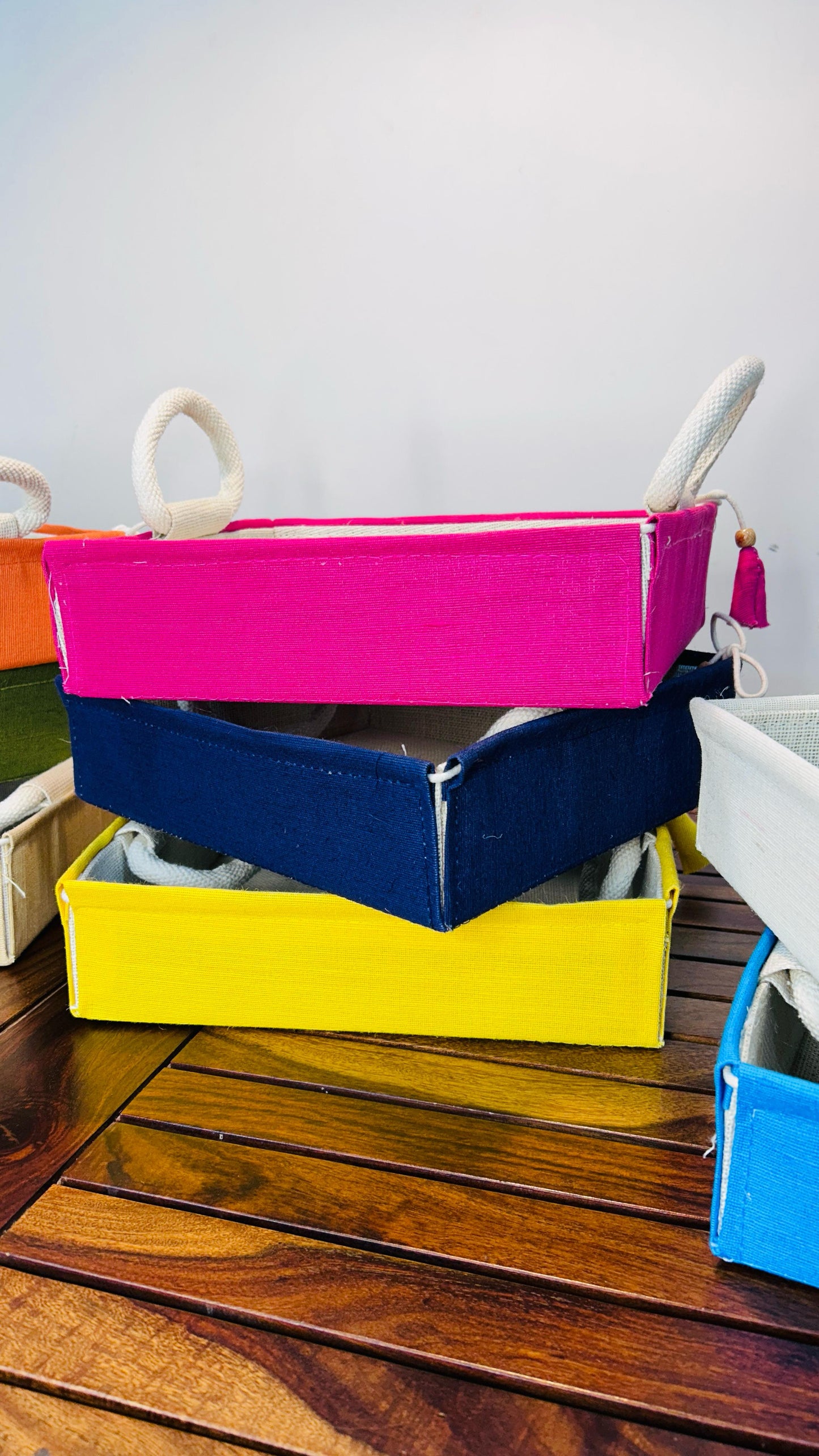 Jute Foldable Trays set of 10