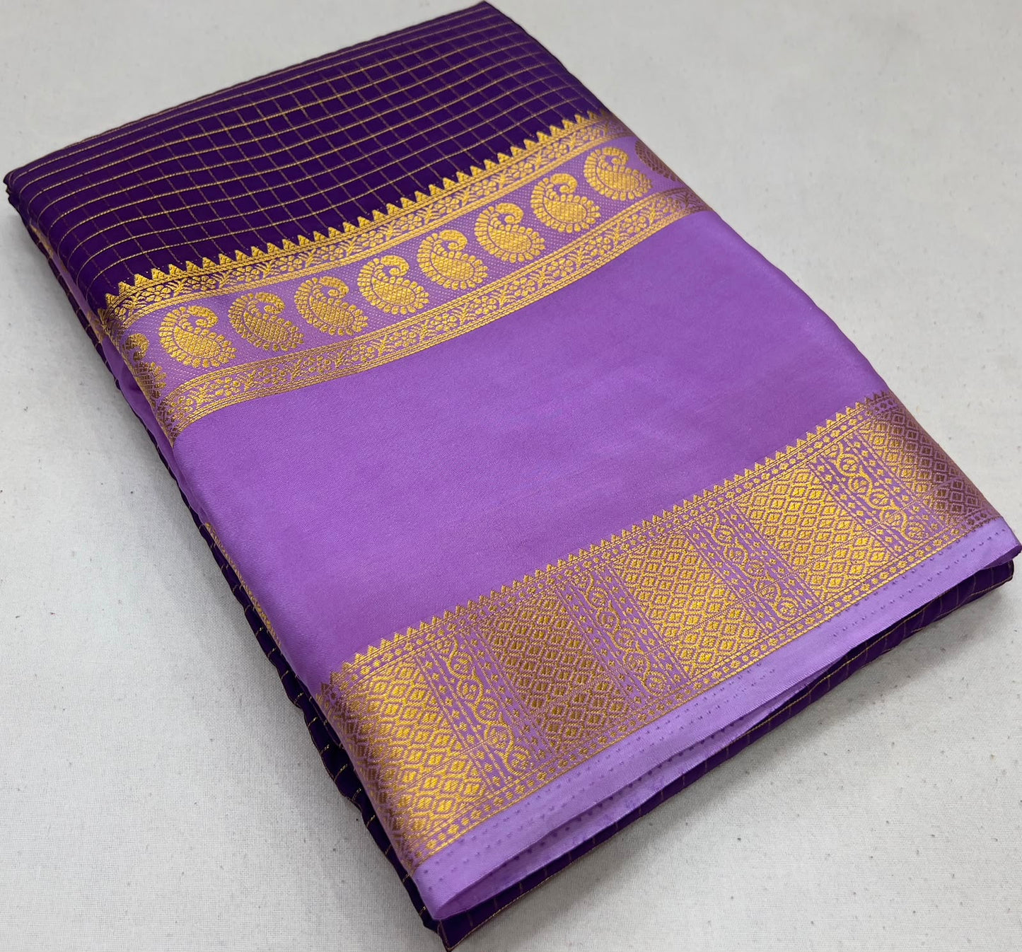 Semi Mysore Silk Checked Sarees