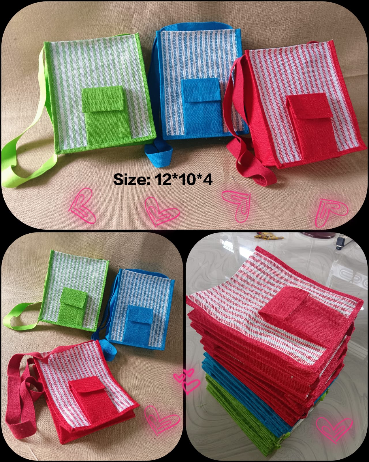 Jute Shoulder Bags Set of 4