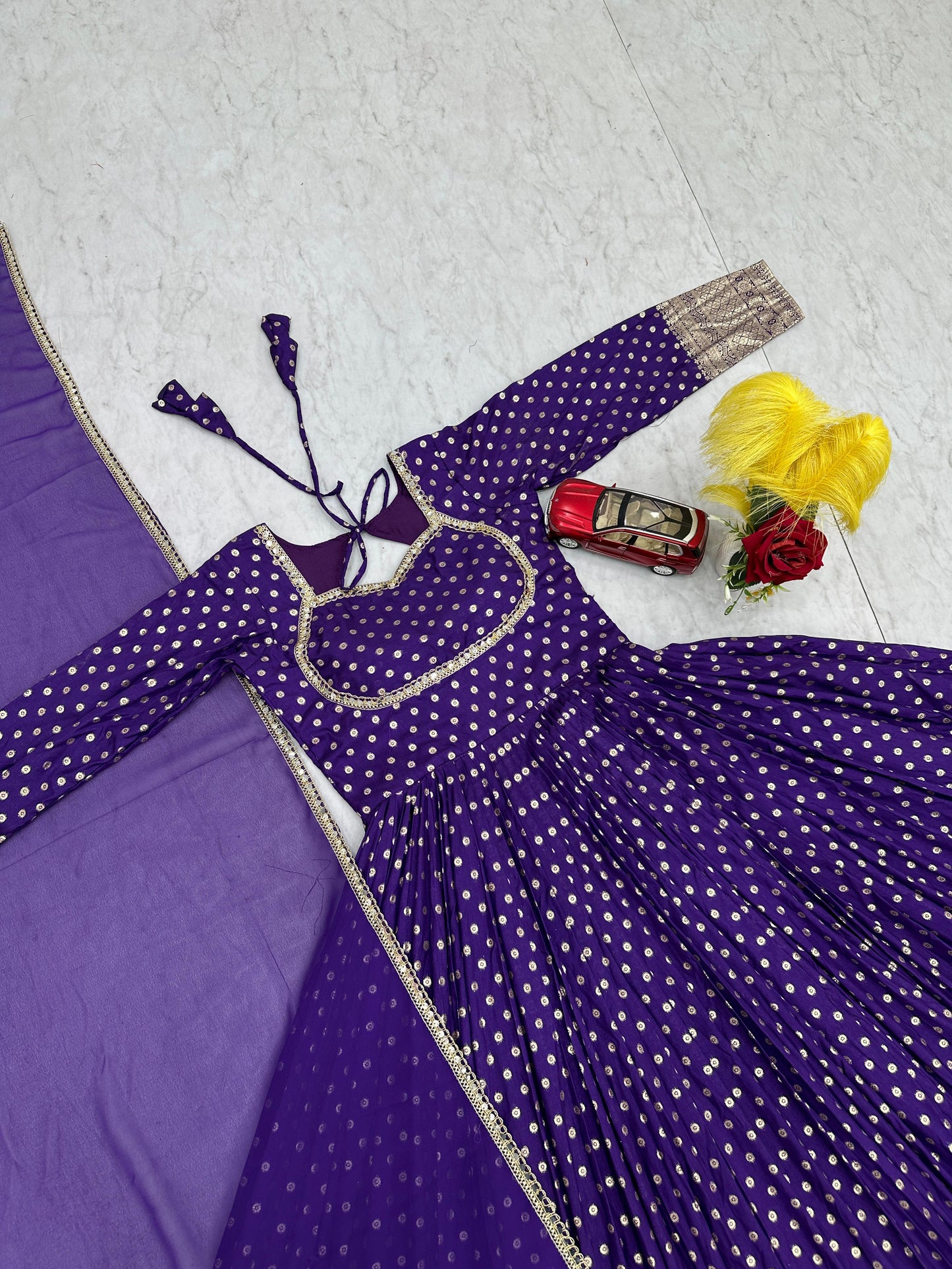 Georgette Silk Gown With Dupatta