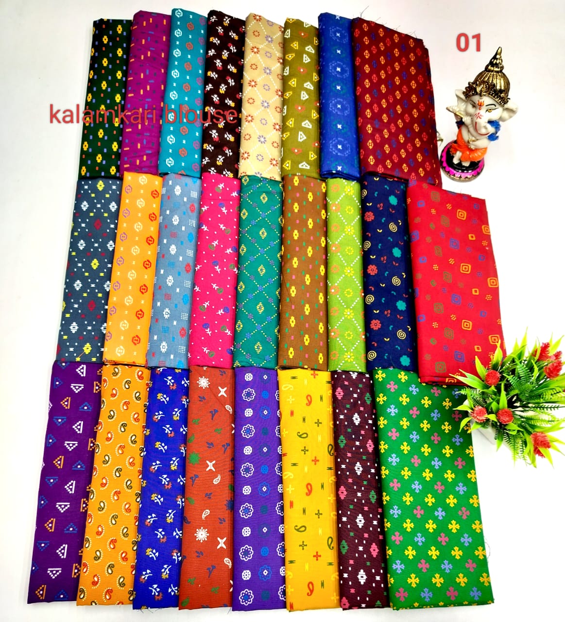 Kalamkari Print  Cotton blouse bits pack of 25