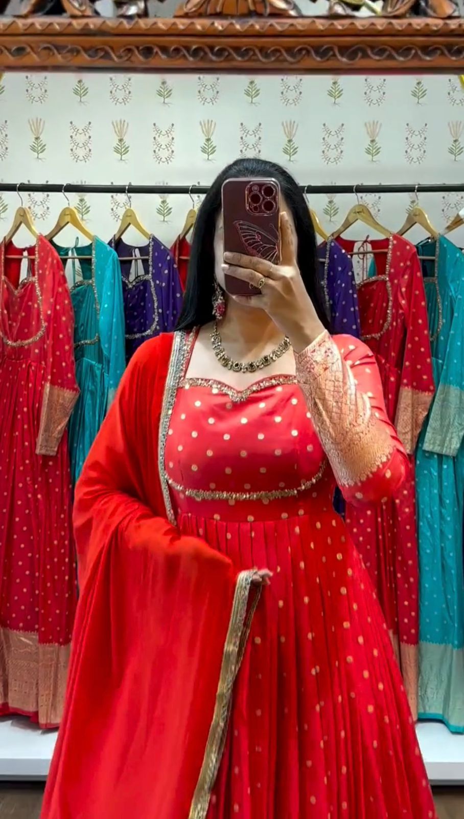 Georgette Silk Gown With Dupatta