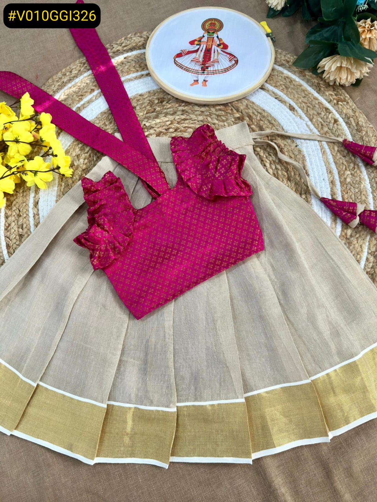 Girls Onam Skirt Blouse