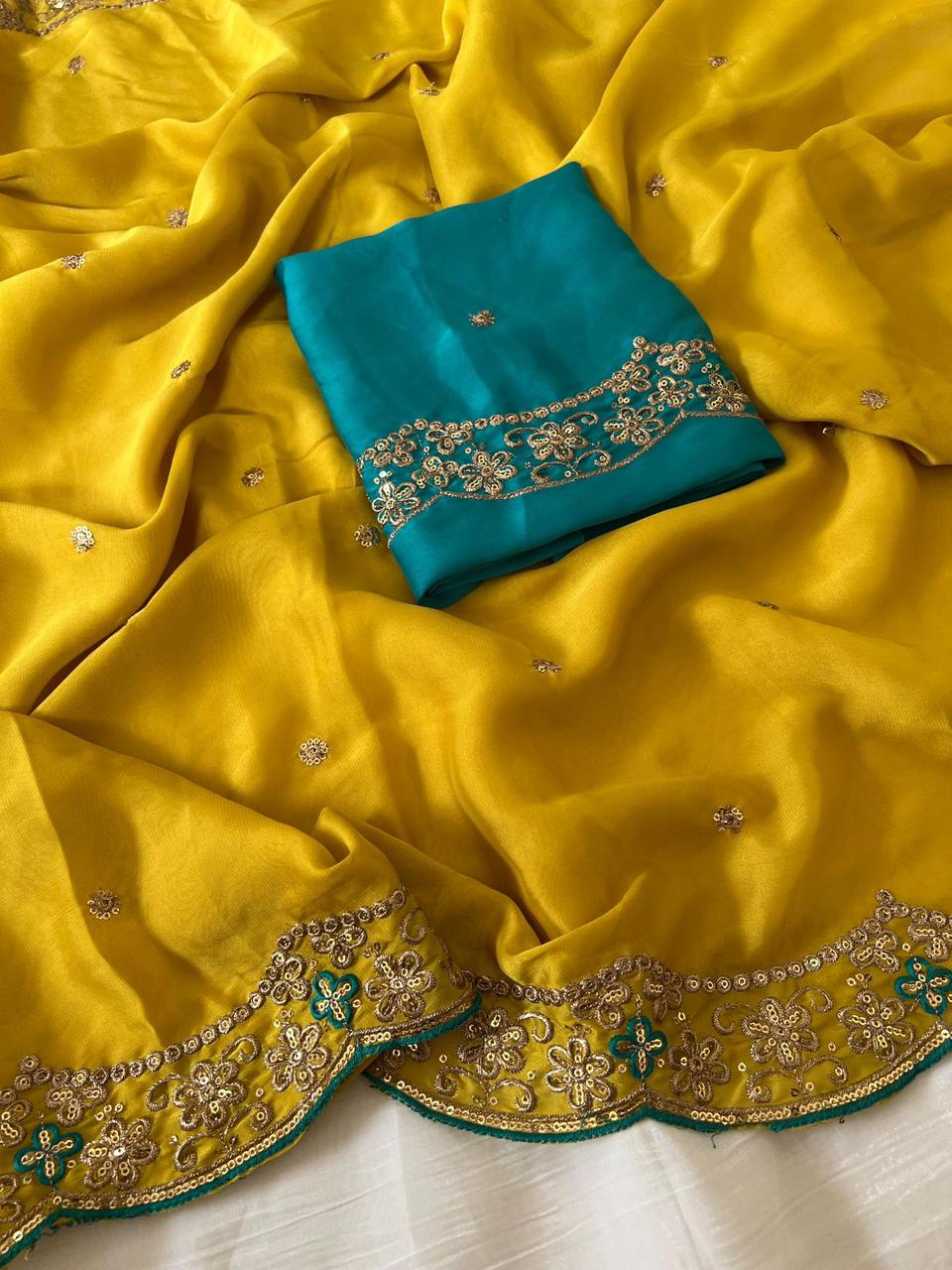 Georgette Saree With Embroidery Blouse