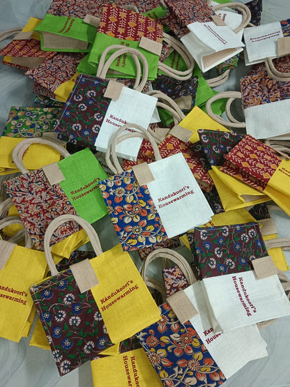 Jute Kalamkari bags set of 10