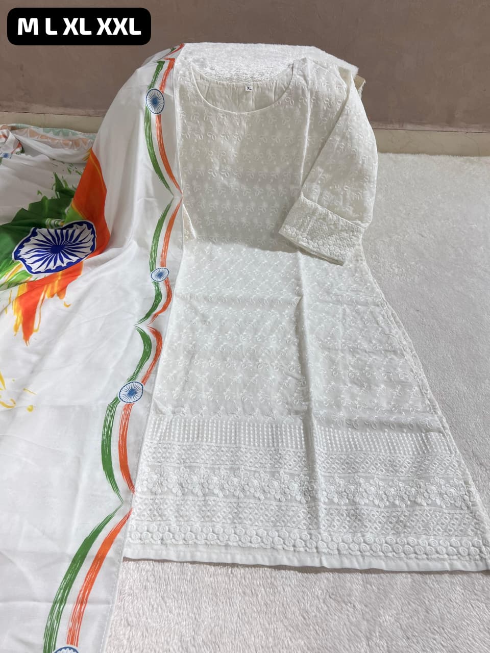 Tiranga Cotton Kurti Dupatta