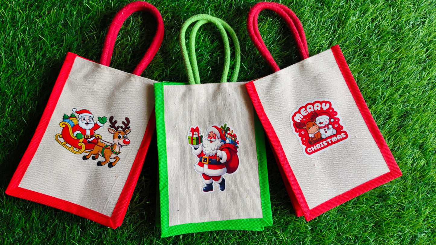 Christmas Jute Gift Bags 10 Nos.