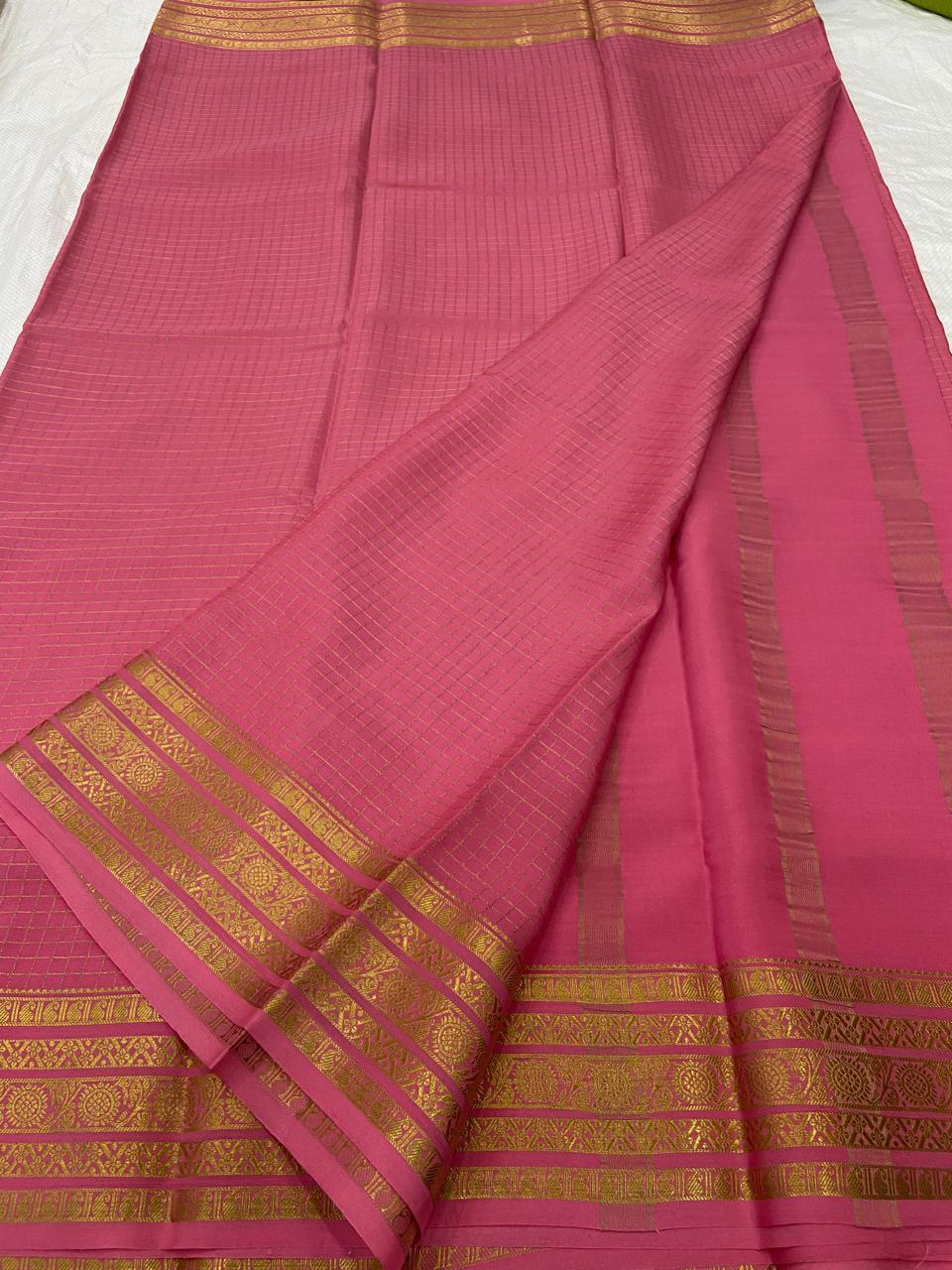 Checked Pure Mysore Silk Sarees