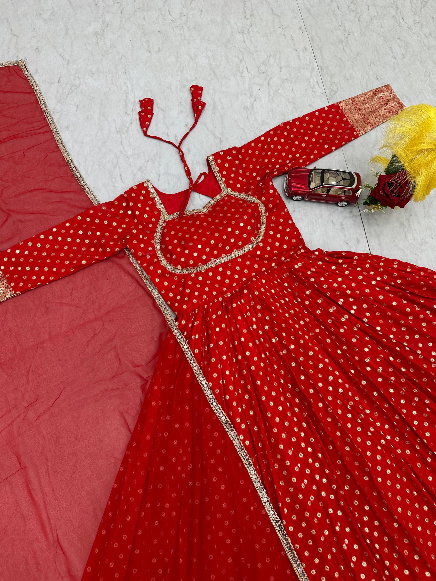 Georgette Silk Gown With Dupatta