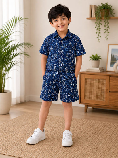Boys Half Sleeve Cotton Shirts and Shorts Sets
