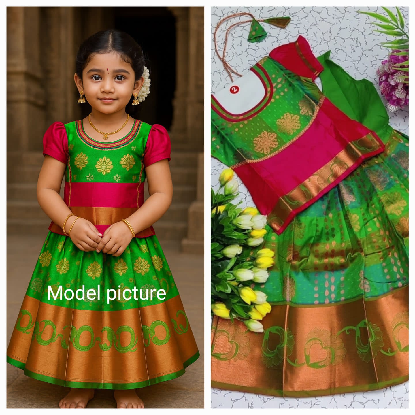 Girls Semi Silk Skirt Blouse
