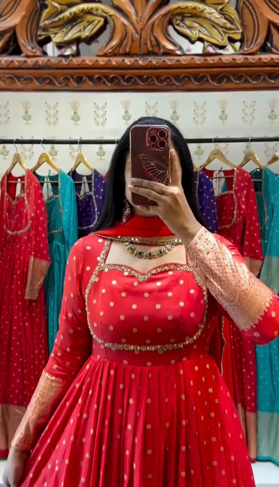 Georgette Silk Gown With Dupatta