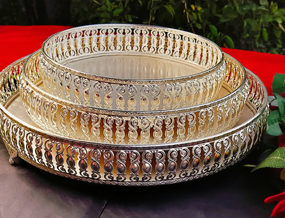 German Silver Pearl Tray With Leg