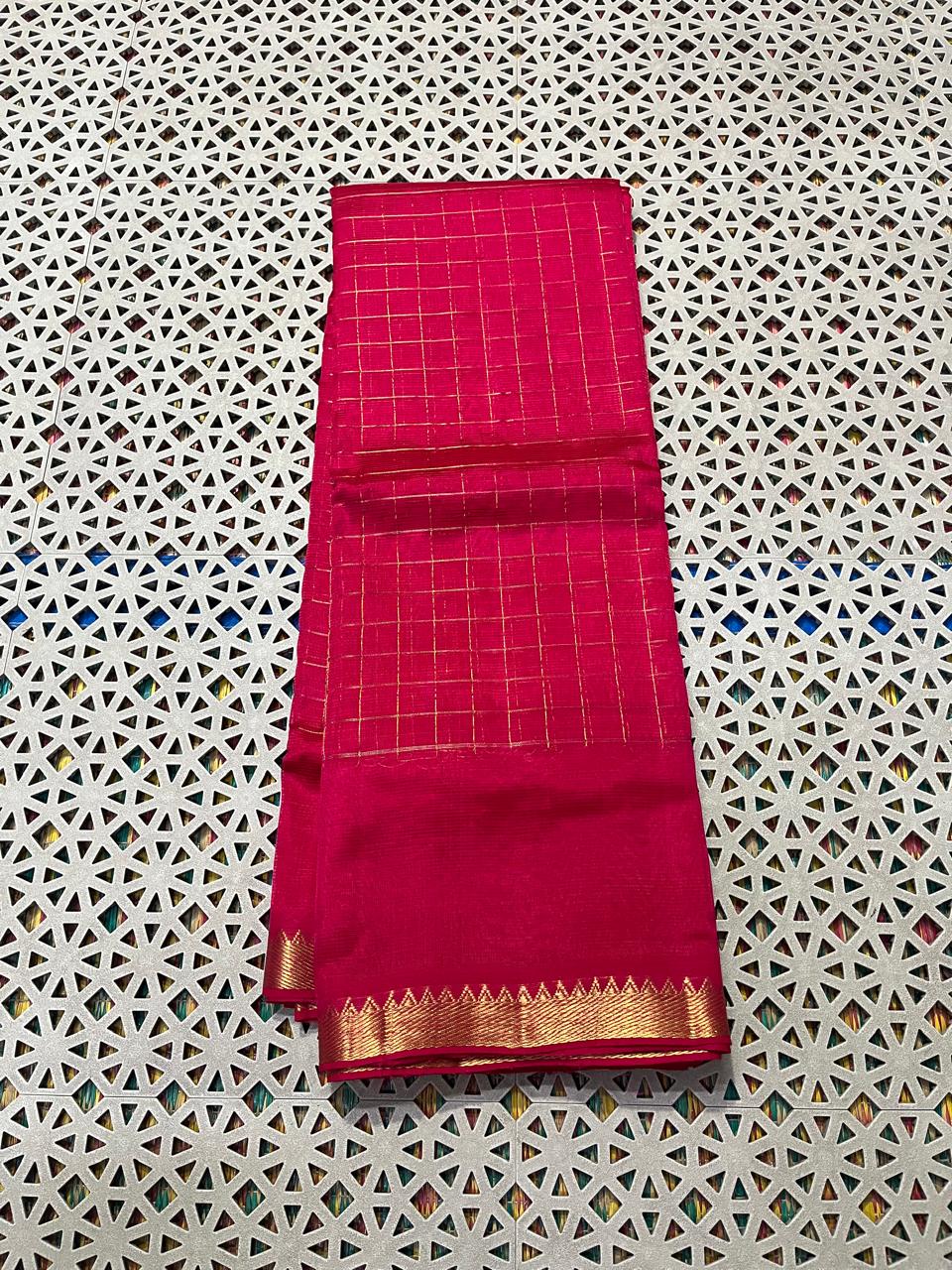 Mangalagiri  Pattu Checked Sarees