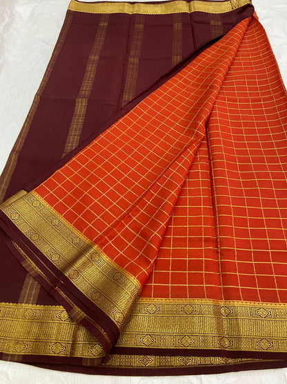 Checked Pure Mysore Silk Sarees