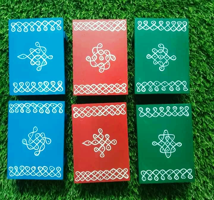 Rectangle Pooja Manai Set of 10