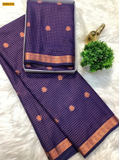 Semi Mysore Silk Checked Sarees