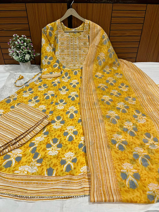 Rayon Embroidery Anarkali Kurti Sets