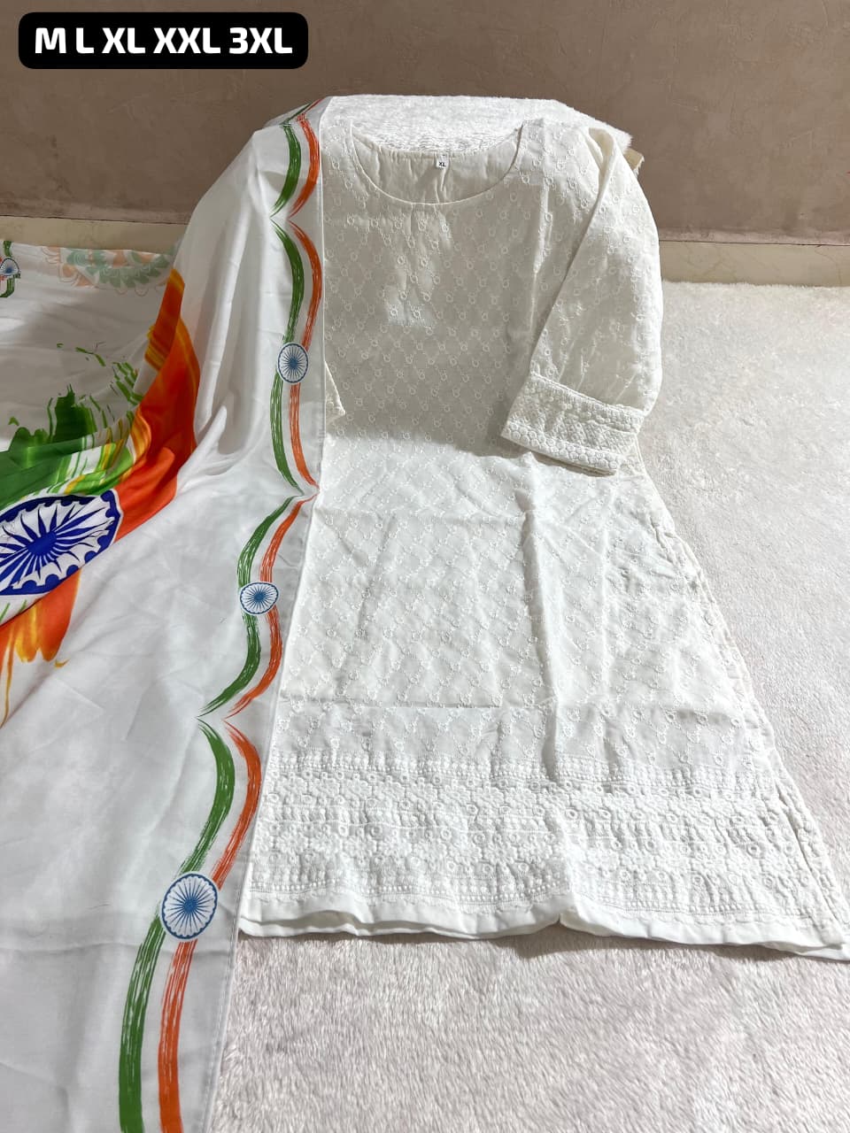 Tiranga Cotton Kurti Dupatta