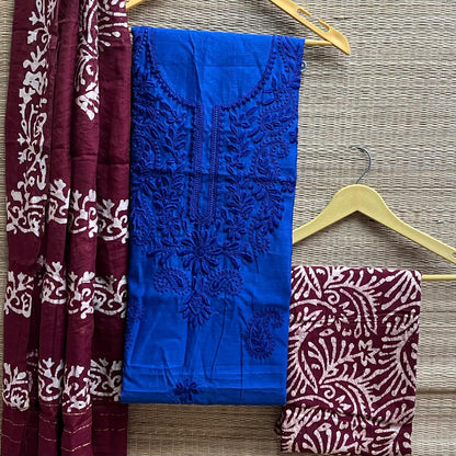 Cotton Silk Lucknowi Dress Materials