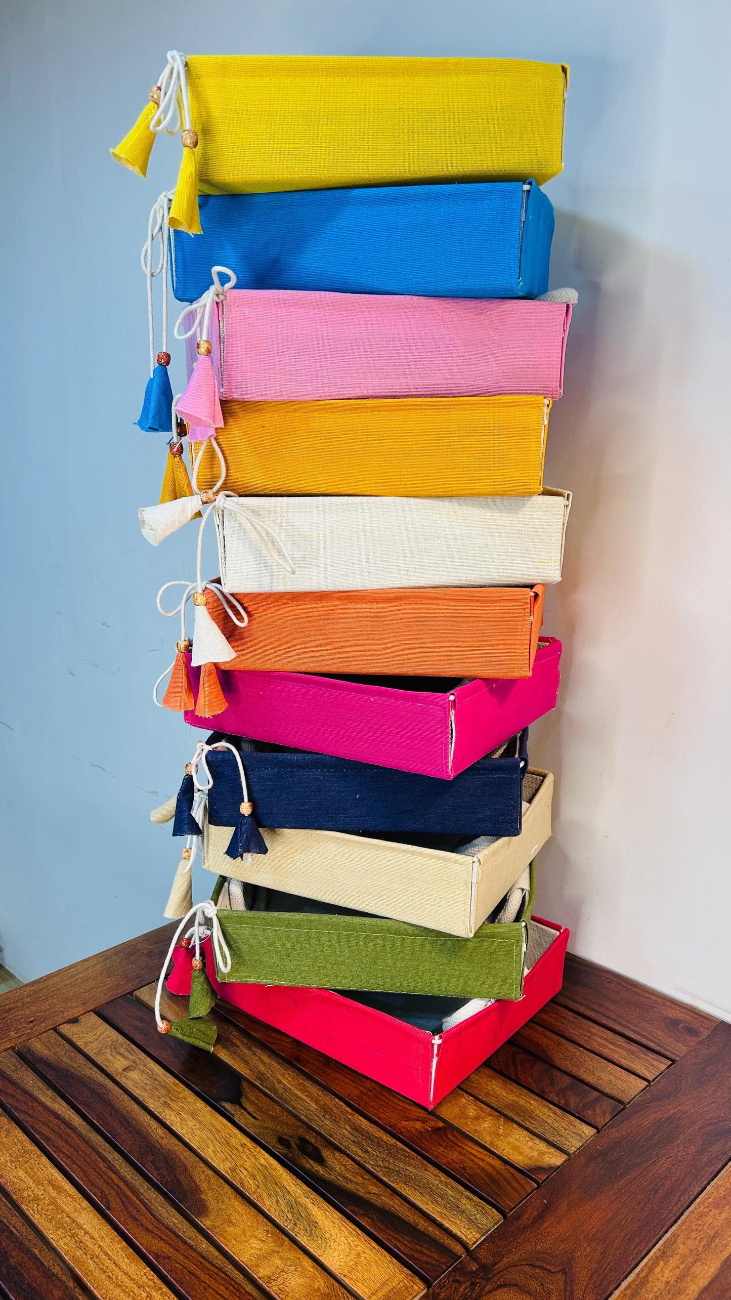 Jute Foldable Trays set of 10
