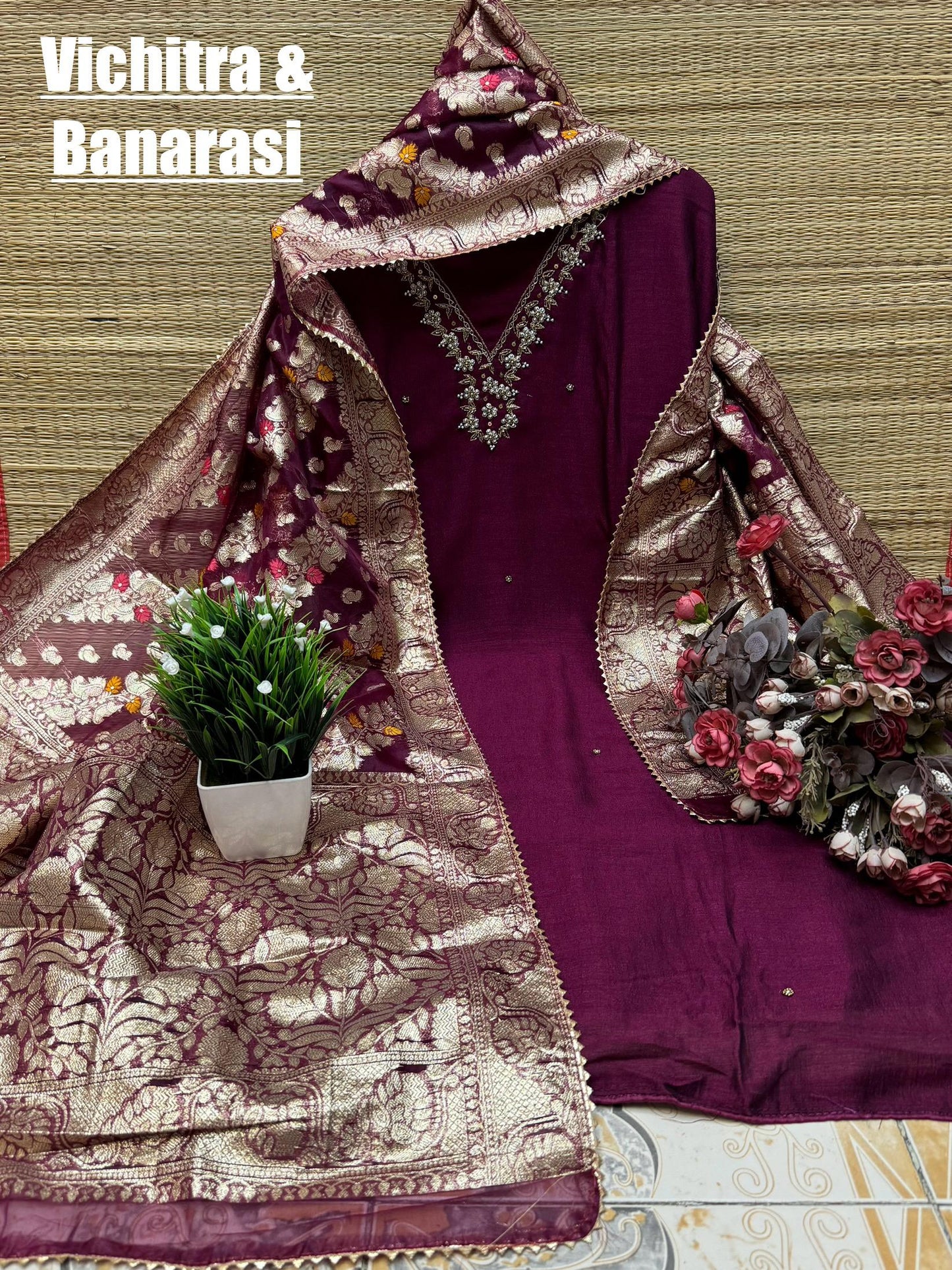 Raw Silk Embroidery Dress materials