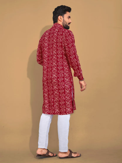 Men's Printed Cotton Kurta