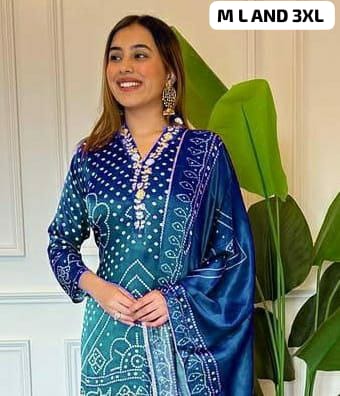 Bandhani Chinon Silk Readymade Kurti Sets
