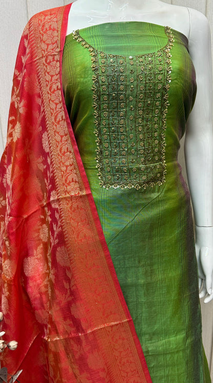 Raw Silk Embroidery Dress materials