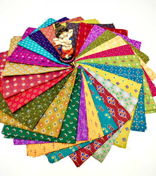 Kalamkari Print  Cotton blouse bits pack of 25