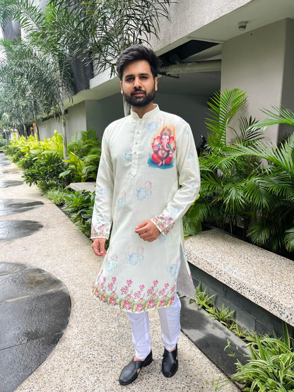 Ganpati  Printed Men's  Kurta