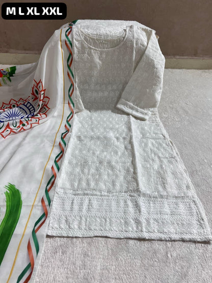 Tiranga Cotton Kurti Dupatta