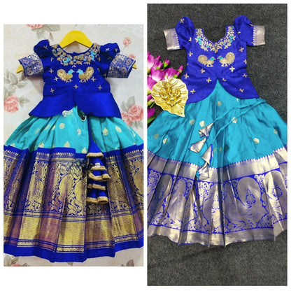Girls Readymade Raw Silk Lehenga Blouse