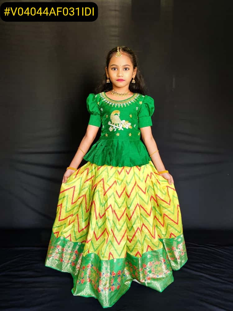 Girls Readymade Raw Silk Lehenga Blouse