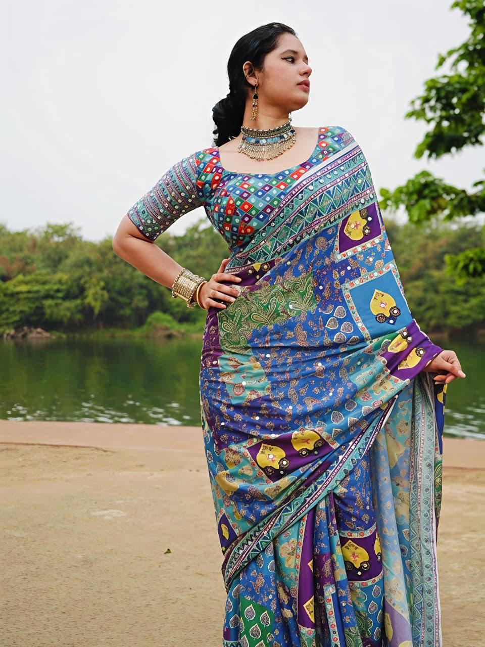 Chinon Silk Saree