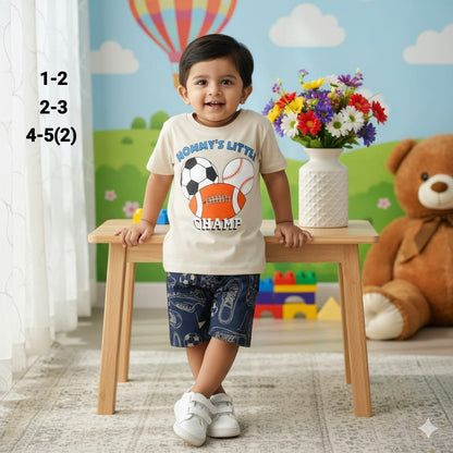 Boys Half Sleeve Cotton T Shirt and Shorts Sets
