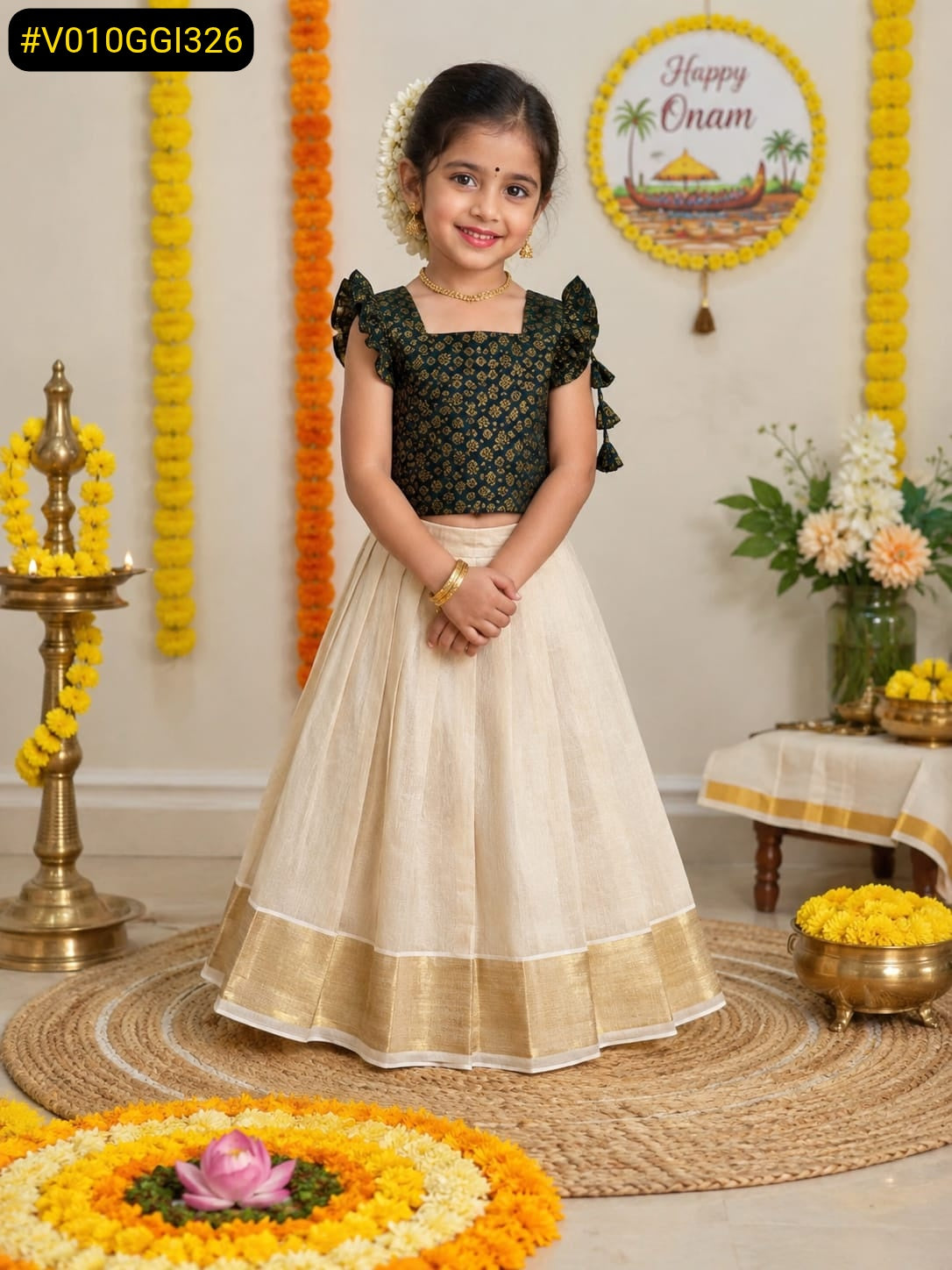 Girls Onam Skirt Blouse