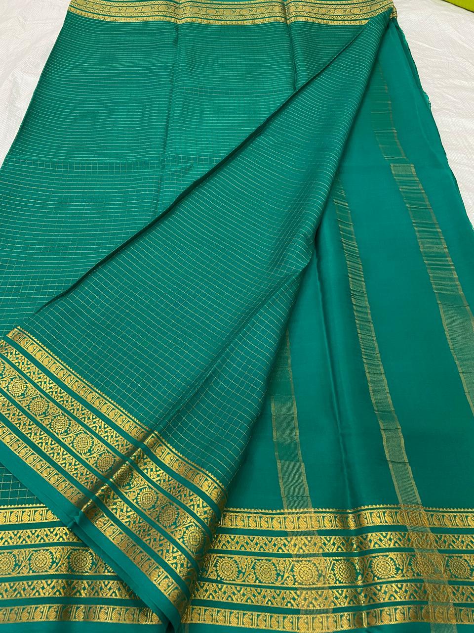 Checked Pure Mysore Silk Sarees