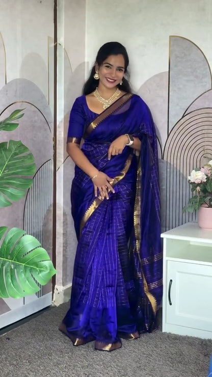 Mangalagiri  Pattu Checked Sarees
