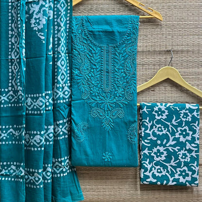 Cotton Silk Lucknowi Dress Materials