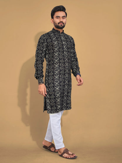 Men's Printed Cotton Kurta