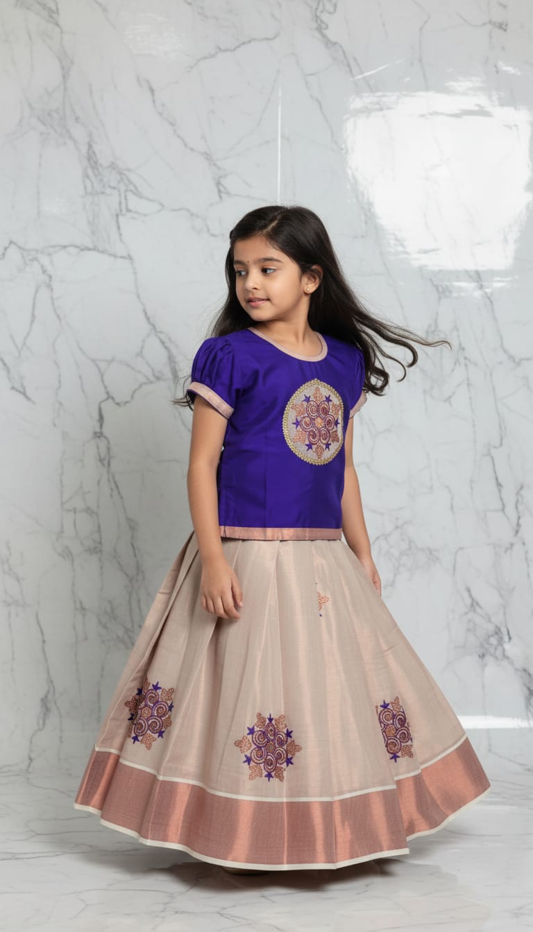 Girls Semi Silk Skirt Blouse
